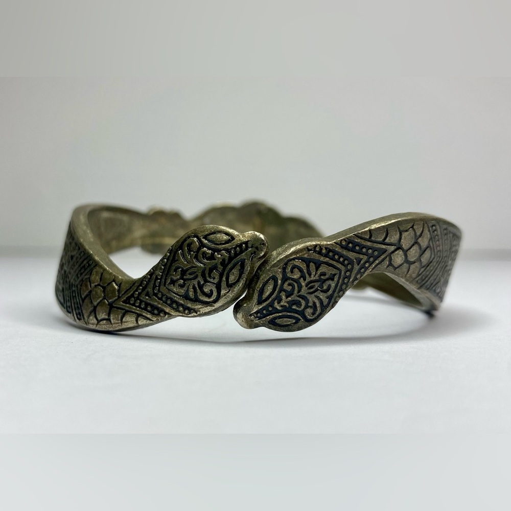 Vintage Art Deco Spiro Hinged Double Snake Bracelet 7”